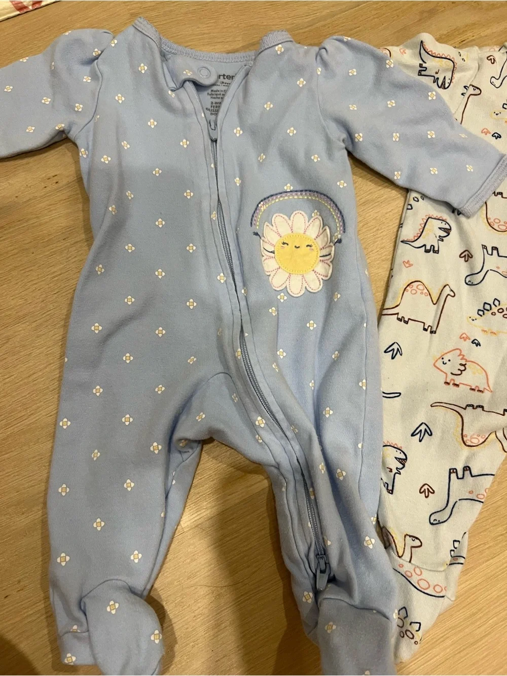 Old Navy Blue and Light Gray Kids Footie Sleepers - Floral, Animal & Farm Prints